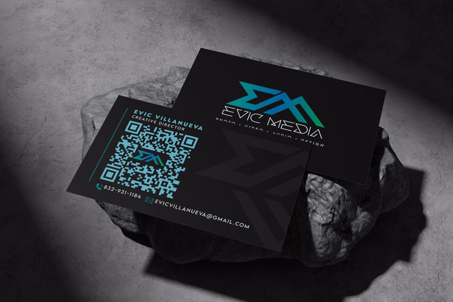 Evic Media business card front and back mockup