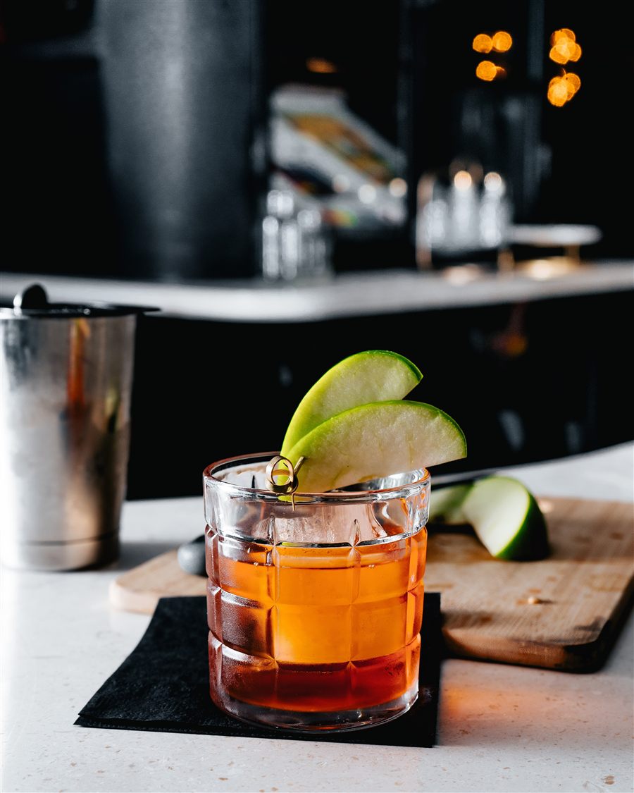 Cocktail brand photography — dark moody editorial
